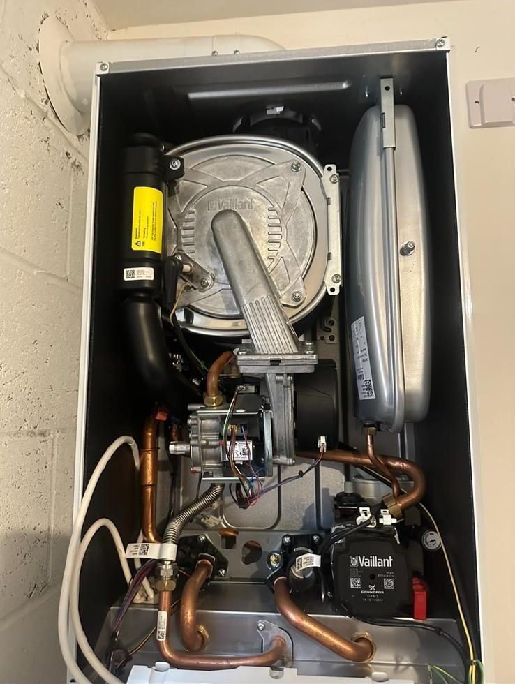 Gas boiler stripped down for a thorough annual service